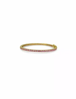 Discount Pulsera rígida con piedras fucsia oro 18k - 5.7cm Cañas|Pulseras De Plata