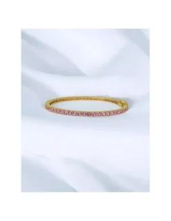 Discount Pulsera rígida con piedras fucsia oro 18k - 5.7cm Cañas|Pulseras De Plata