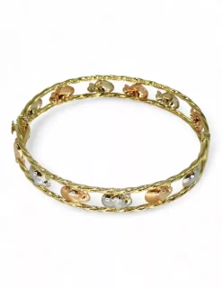 Discount Pulsera rígida elefantes tricolor oro 18k - 6.1cm Cañas|Pulseras De Plata