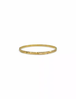 Outlet Pulsera rígida fina labrada oro 18k - 6.5cm Cañas|Pulseras De Oro