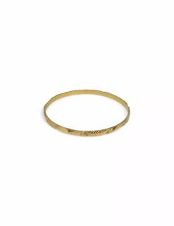 Outlet Pulsera rígida fina labrada oro 18k - 6.5cm Cañas|Pulseras De Oro