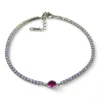 New Pulsera riviere circonitas blancas y centro rubí plata 925 - 17.5cm Pulseras De Oro|Pulseras De Oro Grabado