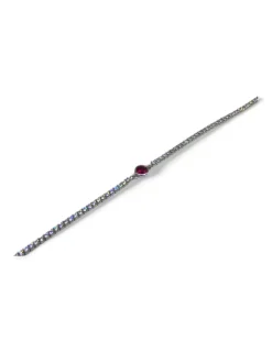 New Pulsera riviere circonitas blancas y centro rubí plata 925 - 17.5cm Pulseras De Oro|Pulseras De Oro Grabado