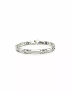 Discount Pulsera semirrígida brillo y mate oro blanco 18k - 20cm Pulseras De Plata|Pulseras De Oro