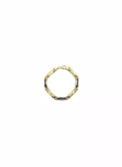Best Sale Pulsera semirrígida piedras azules oro 18k - 18cm Pulseras De Oro|Pulseras De Plata