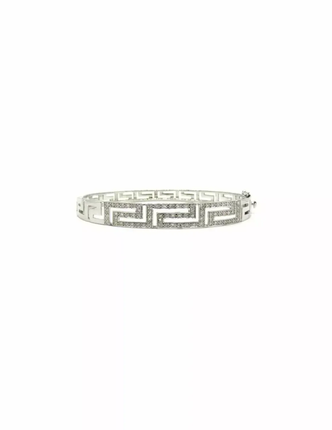 Store Pulsera tipo caña diseño greca con diamantes en oro blanco 18k - 7cm Pulseras Con Brillantes|Pulseras De Plata