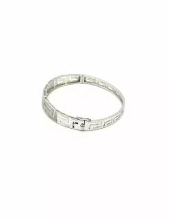 Store Pulsera tipo caña diseño greca con diamantes en oro blanco 18k - 7cm Pulseras Con Brillantes|Pulseras De Plata