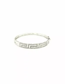 Store Pulsera tipo caña diseño greca con diamantes en oro blanco 18k - 7cm Pulseras Con Brillantes|Pulseras De Plata