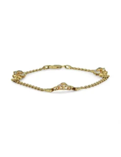 Cheap Pulsera tres flores con circonitas oro 18k -19.5cm Pulseras De Plata|Pulseras De Oro