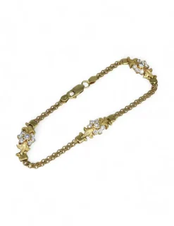 Cheap Pulsera tres flores con circonitas oro 18k -19.5cm Pulseras De Plata|Pulseras De Oro