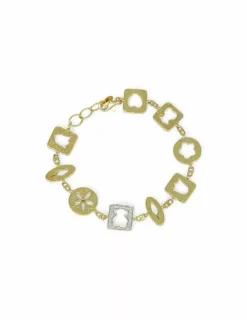 Outlet Pulsera tulipán oso flor Tous oro bicolor y diamantes - 20cm Pulseras Con Brillantes|Pulseras De Plata
