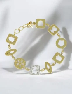 Outlet Pulsera tulipán oso flor Tous oro bicolor y diamantes - 20cm Pulseras Con Brillantes|Pulseras De Plata