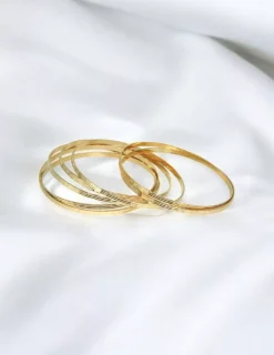 Cheap Pulseras semanario labrado líneas oro 18k - 20cm Semanarios|Pulseras De Plata