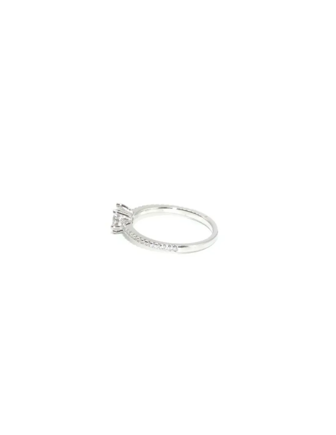 Cheap Sortija solitario en 5 garras y circonitas laterales plata - T.14 Anillos De Plata|Anillos