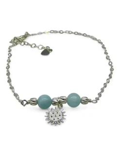 Discount Tobillera piedras naturales y sol plata 925 - 25cm Más Joyas
