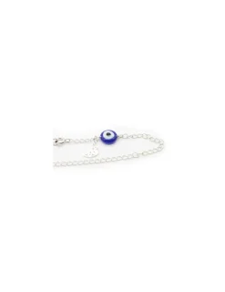 Cheap Tobillera plata colgante luna y ojo suerte de cristal Murano 20cm Más Joyas