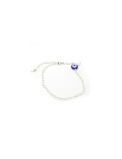Cheap Tobillera plata colgante luna y ojo suerte de cristal Murano 20cm Más Joyas